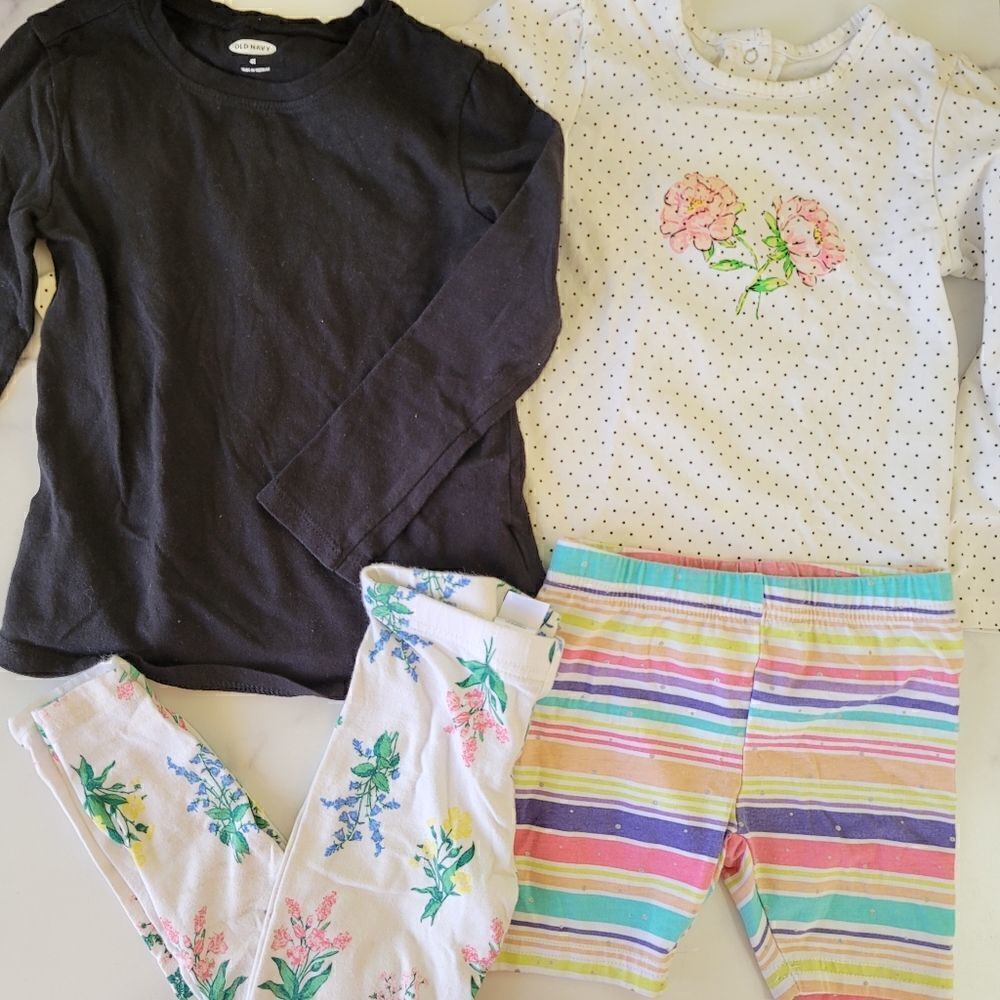 Girls 4t toddler bundle long sleeve casual shirt polka dot floral striped biker